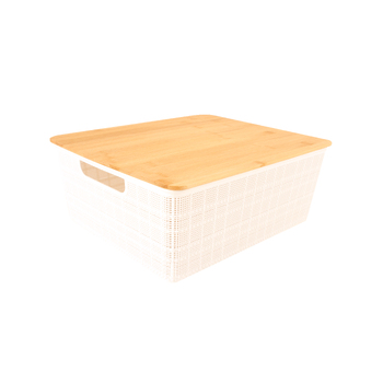 Home Expression 35x30cm Plastic Storage Basket w/ Lid Organiser - White