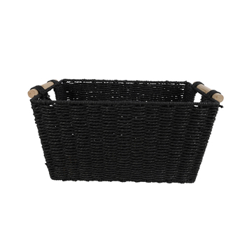 Maine & Crawford Cercy 42cm Paper Rope Basket w/ Wood Handle - Black
