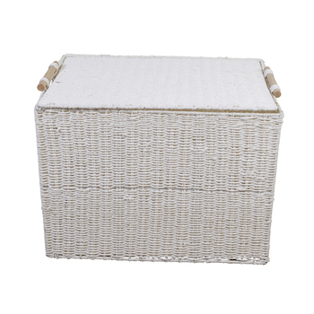 Maine & Crawford Cercy Paper Rope 62cm Basket w/ Wood Handle - White