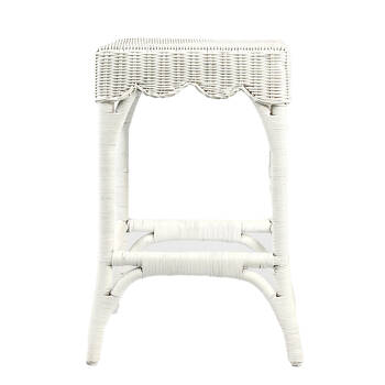 Belle Rattan Bar Stool Outdoor Undercover Seat 43x65cm - White