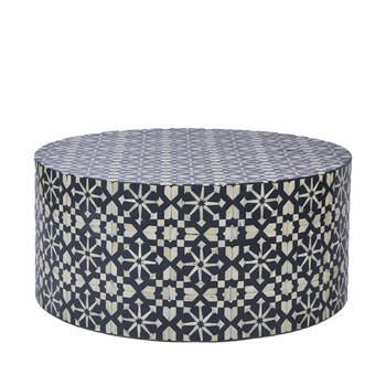 Belle Adina Plyboard Bone Inlay Round Coffee Table 90x90cm - Grey