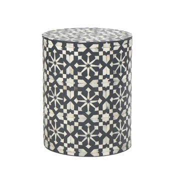 Belle Adina Plyboard Bone Inlay Side Table 35x45cm - Grey