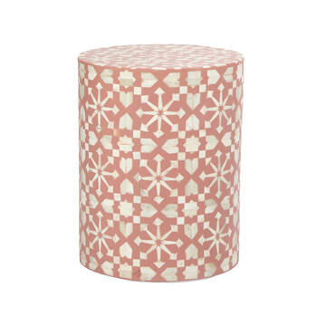 Belle Adina Plyboard Bone Inlay Side Table 35x45cm - Peach