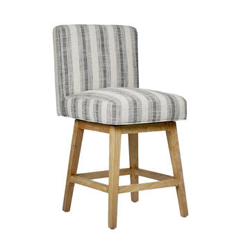 Belle Cape Swivel Counter Bar Stool 59.5x99cm - Charcoal/White Stripe