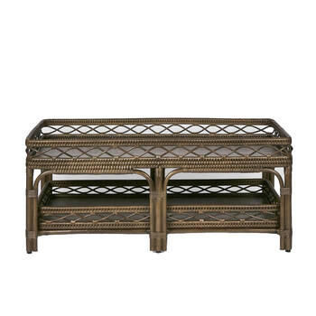 Belle Palm Cove 2 Tier Wood/Rattan Coffee Table 112.5x73.5cm - Brown