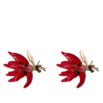 2PK E Style 8cm Plastic Chilli Bunch Fruit Ornament - Red