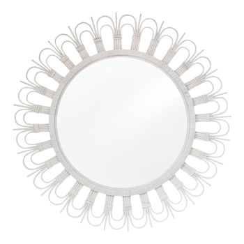 LVD Metal Glass 100cm Mirror Mali Round Home Decor - White Wash