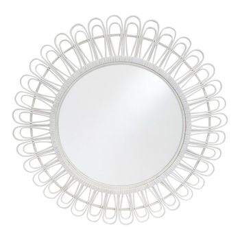 LVD Metal Glass Large 107cm Mirror Batu Round - White Wash