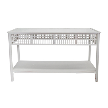 LVD New Bahama 137x80cm Bamboo Console Table w/ Glass Top - White
