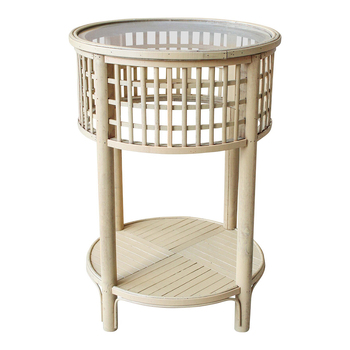 LVD Bahama Rustic Metal/Glass 64cm Round Side Table - Natural