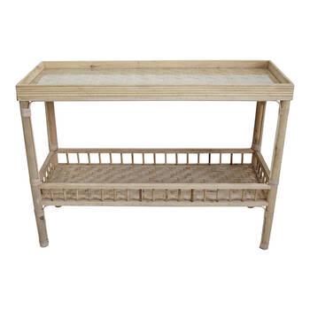 LVD Bahama 108x84cm Bamboo Console Table w/ Glass Top Medium - Wash