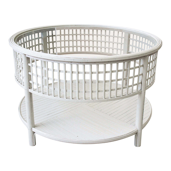 LVD Bahama 79.5cm Bamboo Coffee Table Round w/ Glass insert - Rustic Birch