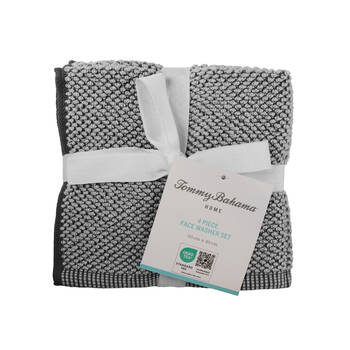 4pc Tommy Bahama Washed Pebble Face Washer White/Graphite