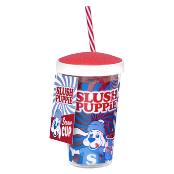 Slush Puppie Reusable Iced Drink Slushie Straw & Cup w/ Lid