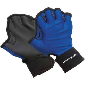 Mirage Neoprene Gauntlet Style Webbed Swim Training Gloves Small Blue
