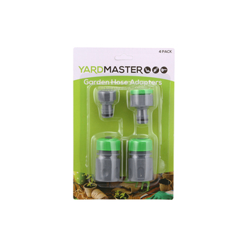 4pc Yard Master Plastic Hose Adapters Outdoor Camping 21x14cm Green