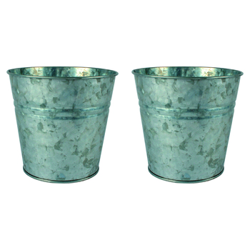 2PK Yard Master 16cm Loke Antiqued Pot Planter - Silver
