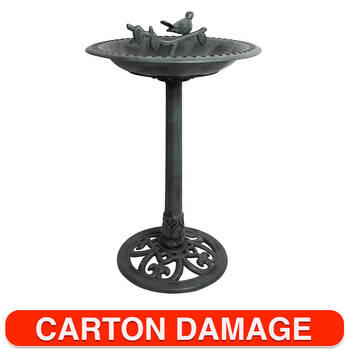 Yard Master 72cm Plastic Bird Bath/Statue Garden w/ Pebbles - Grey