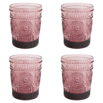 4PK LVD Glass Tumbler 10cm Water/Juice Drinking Cup - Pink