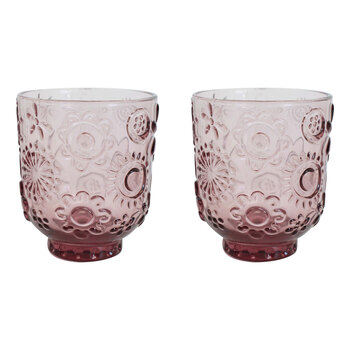 2PK LVD Garden Mulberry 10cm Glass Tumbler Drinking Cup - Pink