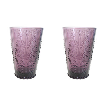 2PK LVD Glass 12.5cm Water/Juice Tumbler Drinking Cup - Lavender