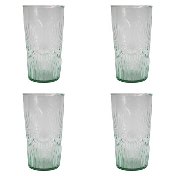 4PK LVD Alfresco Tall 15cm Glass Tumbler Drinking Cup - Clear/Green