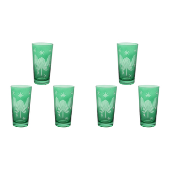 6PK LVD 9x15cm Glass Tall Tumbler Emerald Home Christmas Decor - Green