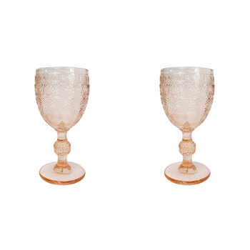2PK LVD Stemmed Festive 17cm Red Wine Glass Drinking Cup - Orange
