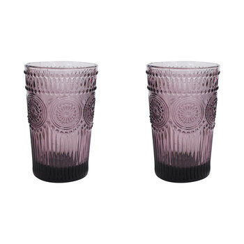 2PK LVD Tall Glass 12.5cm Tumbler Water Drinking Cup - Lilac
