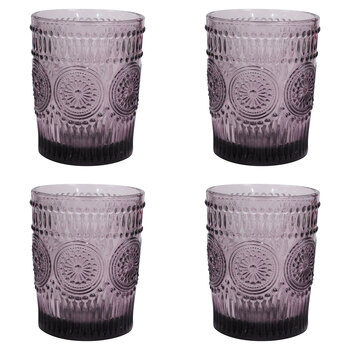 4PK LVD Glass Tumbler 10cm Water/Juice Drinking Cup - Lilac