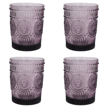 4PK LVD Glass Tumbler 10cm Water/Juice Drinking Cup - Lilac
