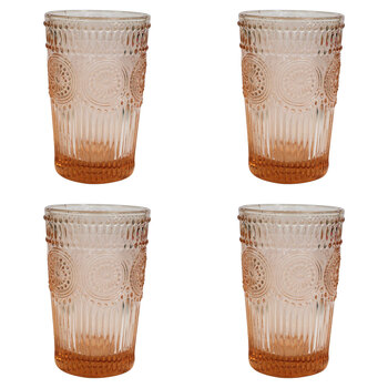 4PK LVD Tall Glass 12.5cm Tumbler Water Drinking Cup - Peach