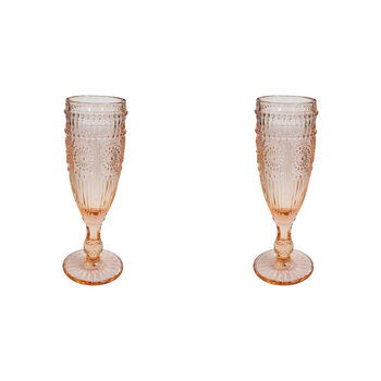 2PK LVD Stemmed 20cm Champagne Flute Glass Drinking Cup - Peach