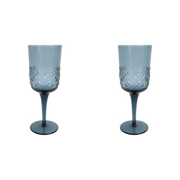 2PK LVD Stemmed 19cm Wine Cocktail Glass Drinking Cup - Smoke Blue