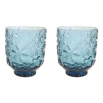 2PK LVD Garden 10cm Glass Tumbler Water/Juice Drinking Cup - Smoke Blue