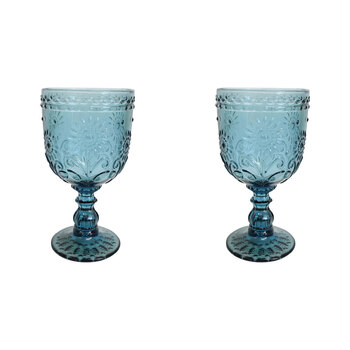 2PK LVD Stemmed Garden 16cm Red Wine Glass Drinking Glassware Cup - Smoke Blue