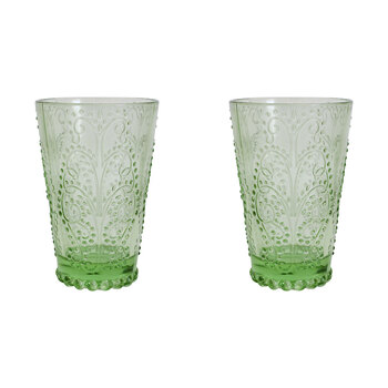 2PK LVD Glass 13cm Water/Juice Drinking Tumbler Cup - Apple Green