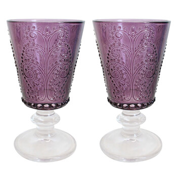2PK LVD Stemmed Red 16cm Wine Glass Serving Drinkware - Lavender