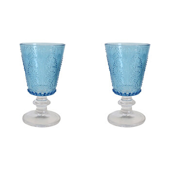 2PK LVD Stemmed Garden 16cm Red Wine Glass Drinking Glassware Cup - Marine Blue