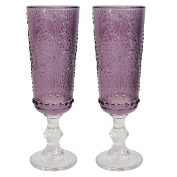 2PK LVD Stemmed 19cm Glass Champagne Flute Drinkware - Lavender