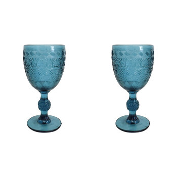 2PK LVD Stemmed Hamptons Festive Royal 17cm Red Wine Glass - Blue