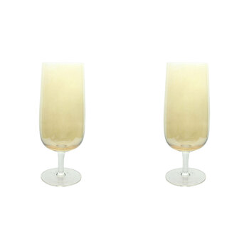 2PK LVD Stemmed Buff 18.5cm Beer Glass Drinking Glassware Cup - Yellow