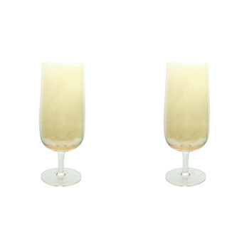 2PK LVD Stemmed Buff 18.5cm Beer Glass Drinking Glassware Cup - Yellow