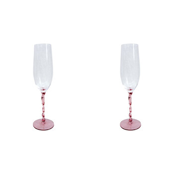 2PK LVD Stemmed Clear 25cm Champagne Glass - Pretty In Pink