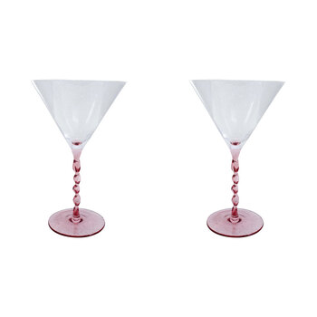 2PK LVD Stemmed Clear 20cm Cocktail Martini Glass - Pretty In Pink
