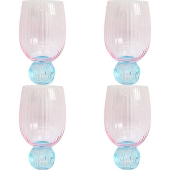 4PK LVD Bubble Ball Glass Barware/Glassware Decor 14.5cm Pink/Turqoise