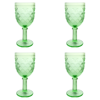 4PK LVD Stemmed Bee 17cm Red Wine Glass Drink Glassware - Soft Green