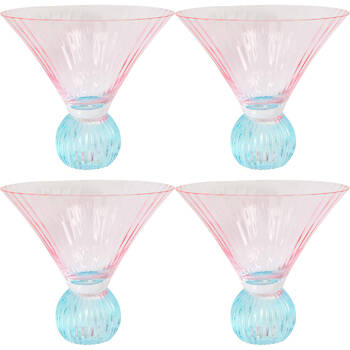 4PK LVD Bubble Ball Cocktail Dessert Barware/Glassware Decor 12.6cm - Pink Turq