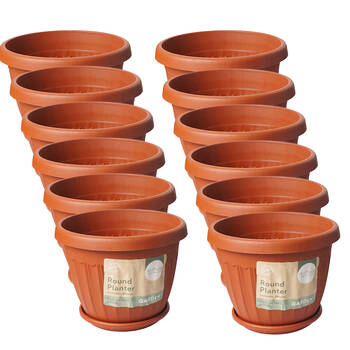 12PK Antheia Round Outdoor Garden Planter Pot w/ Saucer 20.5x15cm Assorted