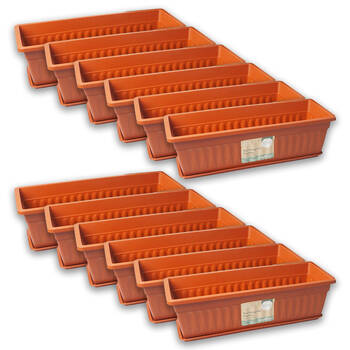 12PK Antheia Rectangular Outdoor Garden Planter Pot w/ Saucer 50x21cm Assorted